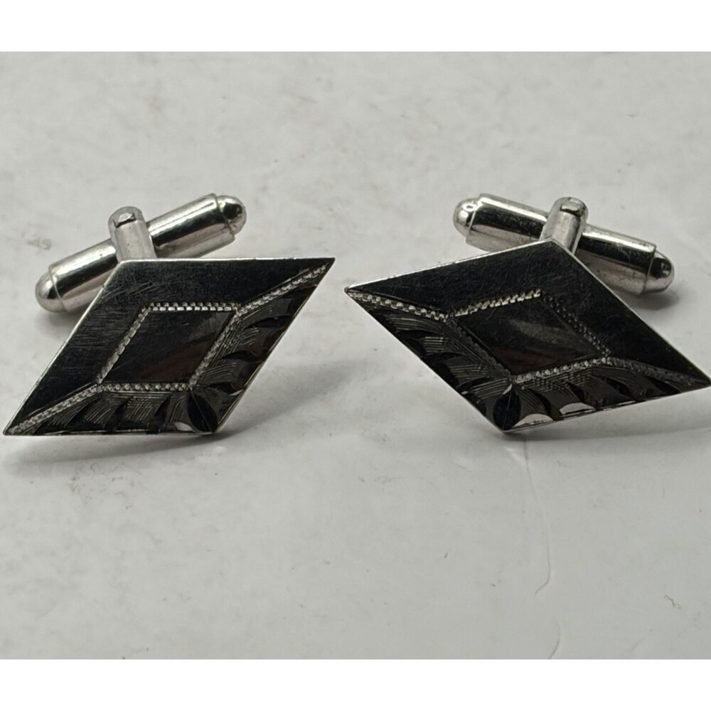 Sterling  Silver Cufflinks Old Art Deco 925 geometric